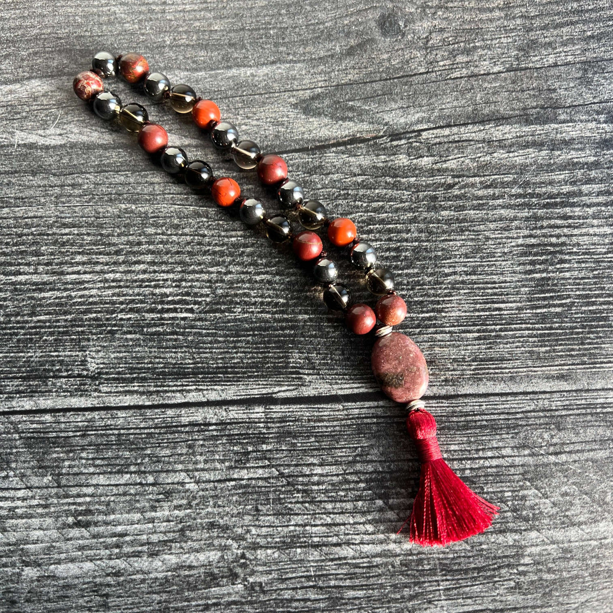 Root Chakra Meditation Mala | Red Jasper & Hematite