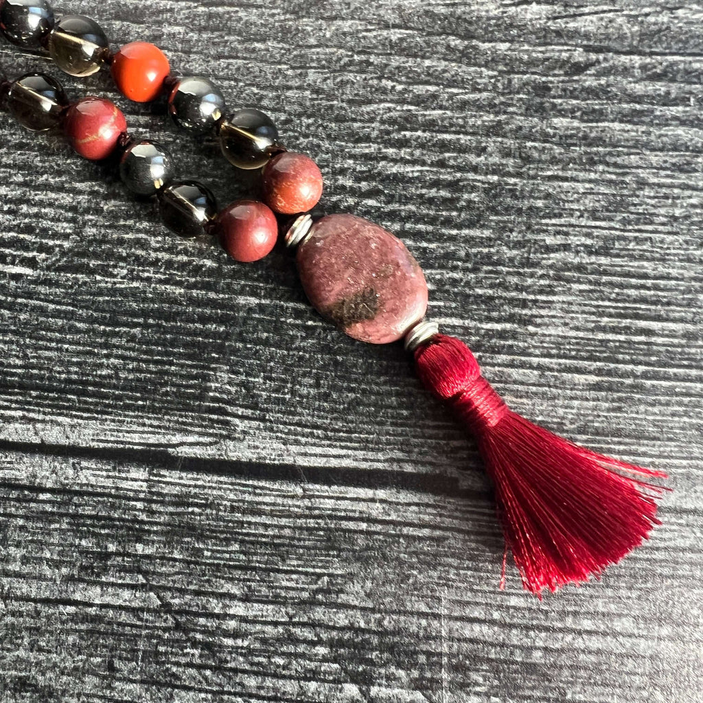Root Chakra Meditation Mala | Red Jasper & Hematite