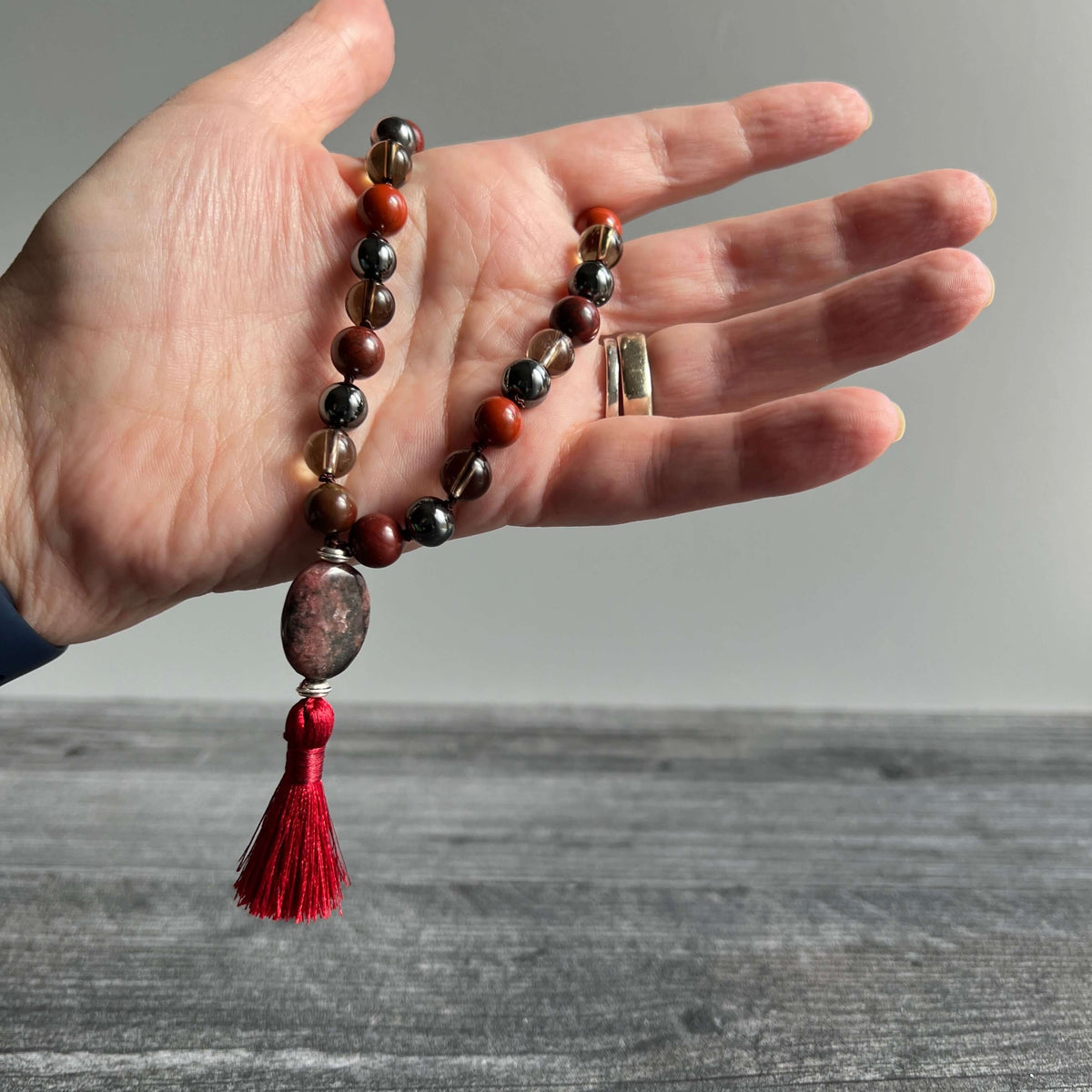 Root Chakra Meditation Mala | Red Jasper & Hematite