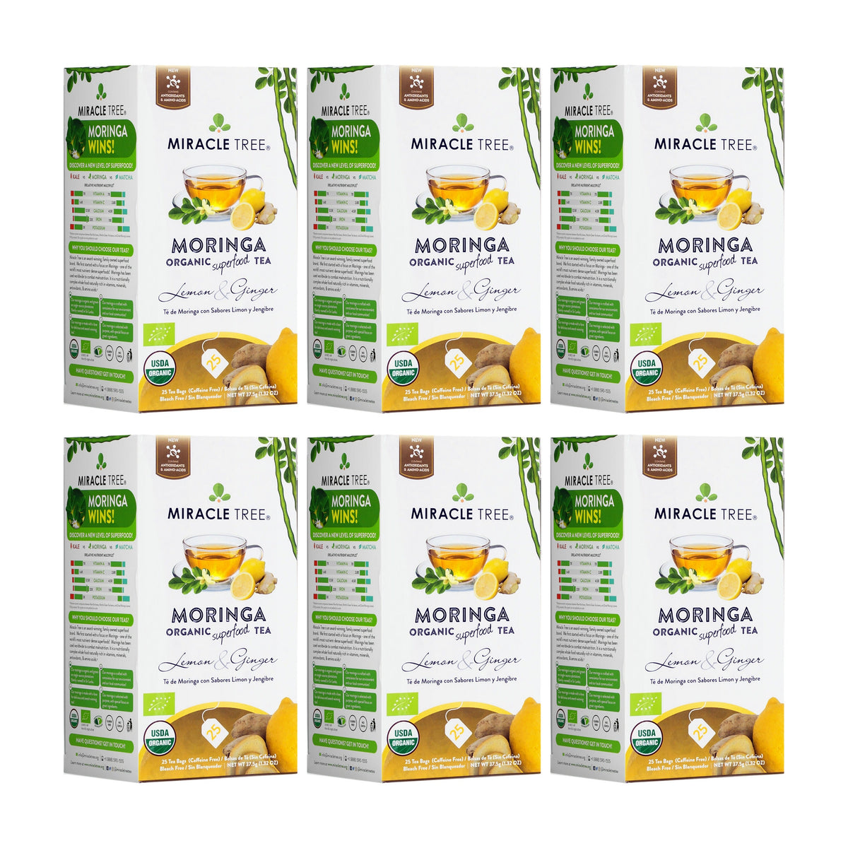 Organic Moringa Tea - Lemon & Ginger - Caffeine-Free Herbal Tea